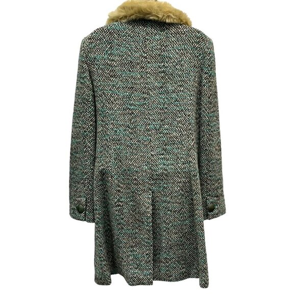 Ann Taylor Loft Womens Size 8 Tweed Coat With Faux Fur Collar Button Closure - Picture 7 of 10